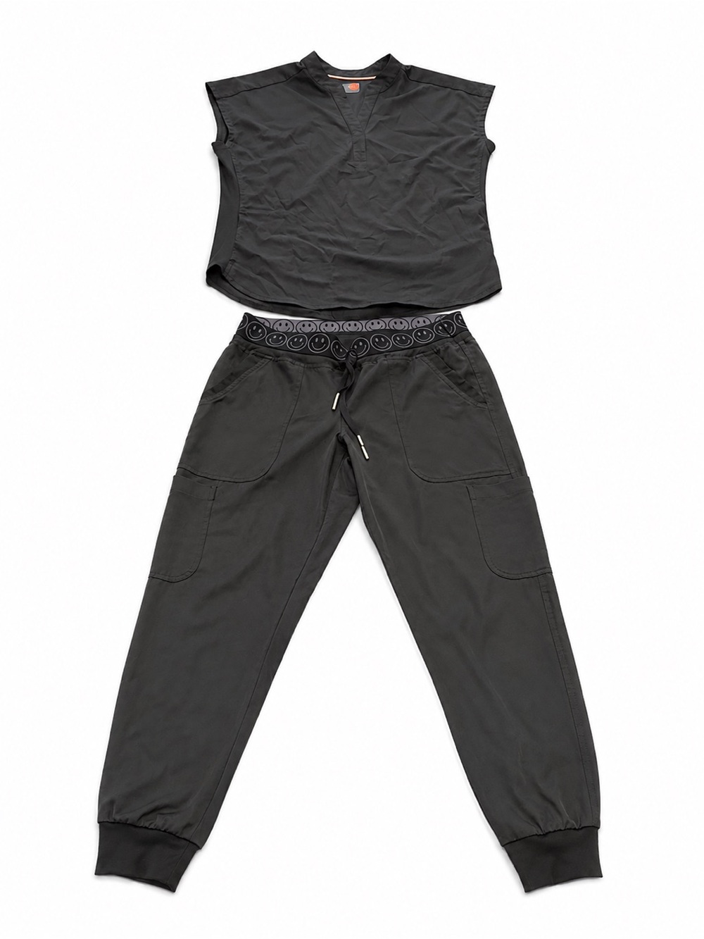 Everyday Black Jogger Pants with Smiley Waistband Ava Therese Scrubs